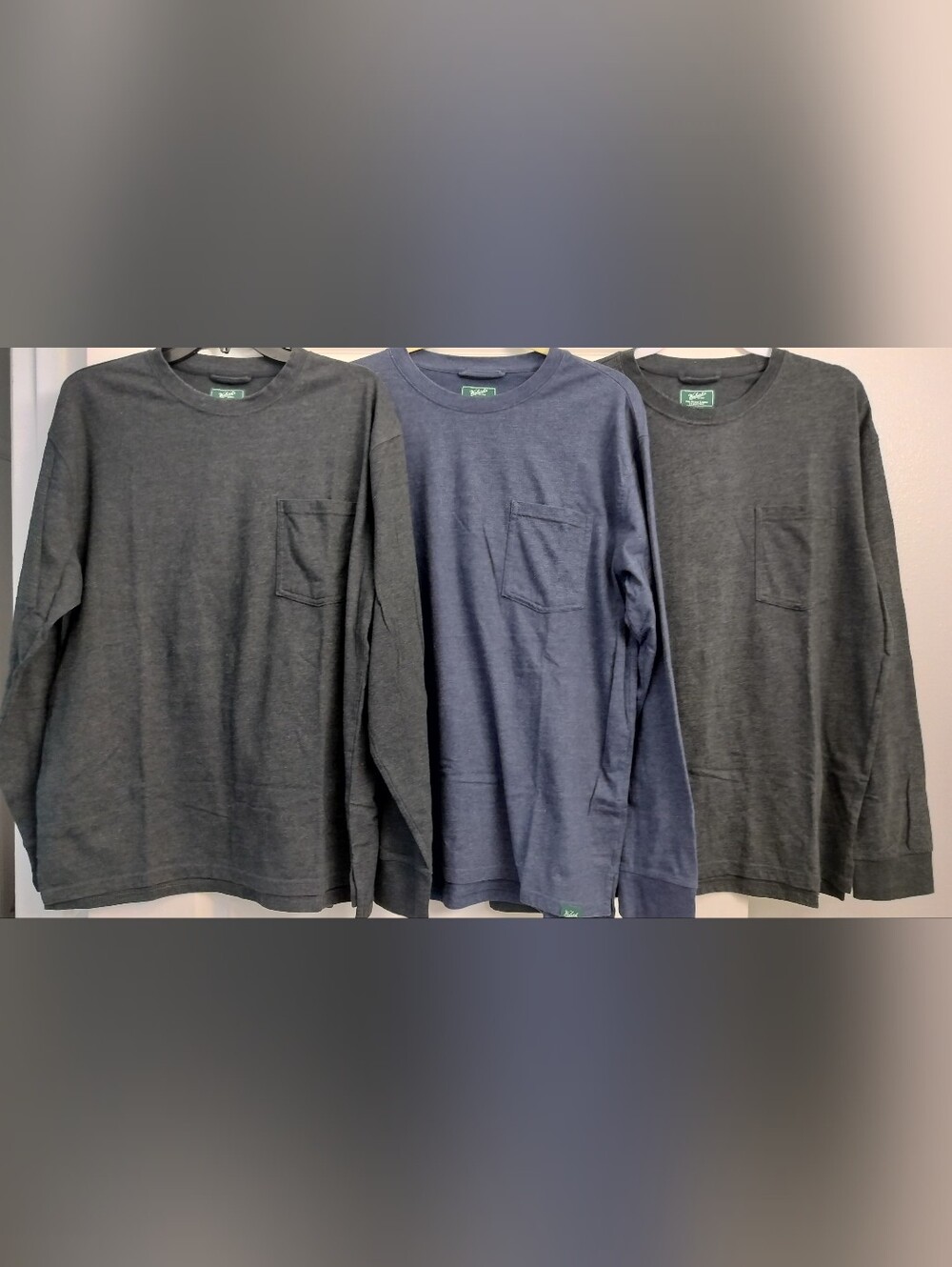 Lot of 3 Woolrich The Green Label Collection Men's Long Sleeve Pocket T-Shirts